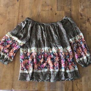Lovely sheer off the shoulder floral shirt